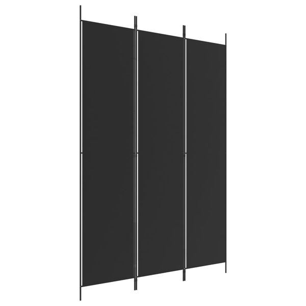 vidaXL Cloison de séparation 3 panneaux Noir 150x220 cm Tissu