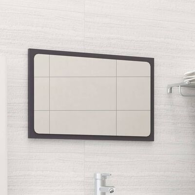 vidaXL Miroir de salle de bain Gris brillant 60x1,5x37 cm Aggloméré