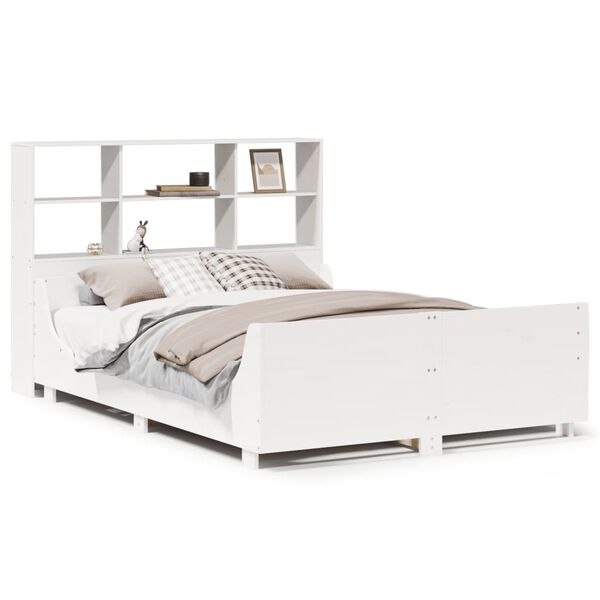vidaXL Lit biblioth&egrave;que sans matelas blanc 140x200 cm bois massif