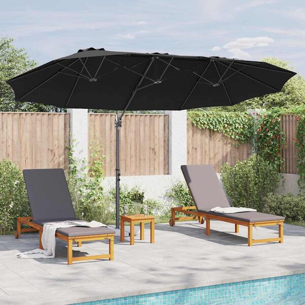 vidaXL Parasol cantilever de jardin Noir 372 x 198 x 243 cm