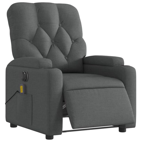 vidaXL Fauteuil inclinable de massage électrique gris foncé tissu