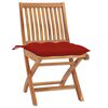 vidaXL Chaises de jardin lot de 2 et coussins rouge Bois teck massif