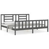 vidaXL Cadre de lit avec t&ecirc;te de lit gris Super King Size bois massif