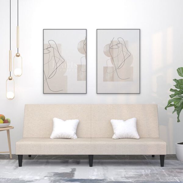 vidaXL Canap&eacute;-lit &agrave; 2 places Cr&egrave;me Tissu microfibre