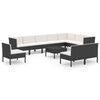 vidaXL Salon de jardin 11 pcs avec coussins R&eacute;sine tress&eacute;e Noir