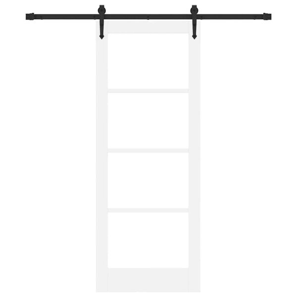 vidaXL Porte coulissante Blanc 78 x 202 cm Bois de pin massif et verre