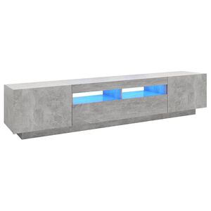 vidaXL Meuble TV avec lumi&egrave;res LED Gris b&eacute;ton 200x35x40 cm