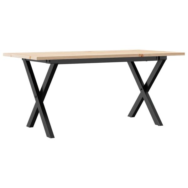 vidaXL Table basse cadre en X 90x40x45 cm bois de pin massif et acier
