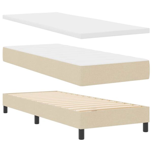 vidaXL Lit &agrave; ressorts avec matelas Cr&egrave;me 200 x 80 cm Polyester