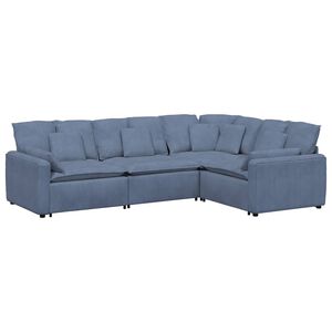 vidaXL Canap&eacute; modulable avec coussins velours c&ocirc;tel&eacute; bleu