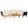 vidaXL 8 pc Bois d'acacia massif et corde Naturel