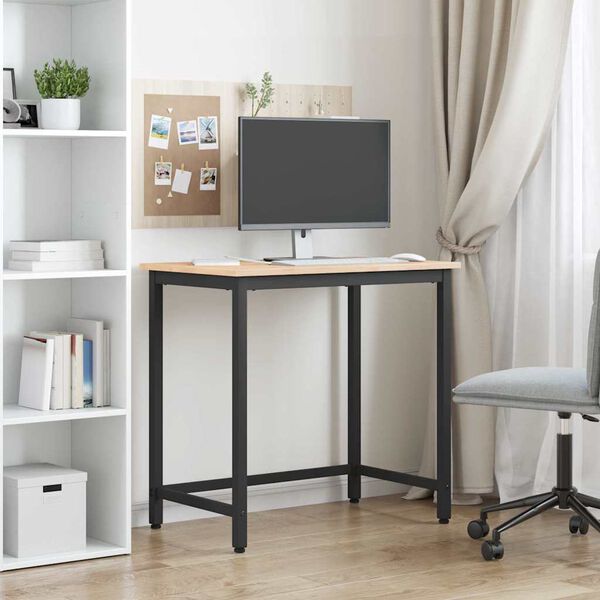 vidaXL table Naturel 80 x 50 x 77 cm Bois d'ing&eacute;nierie et acier