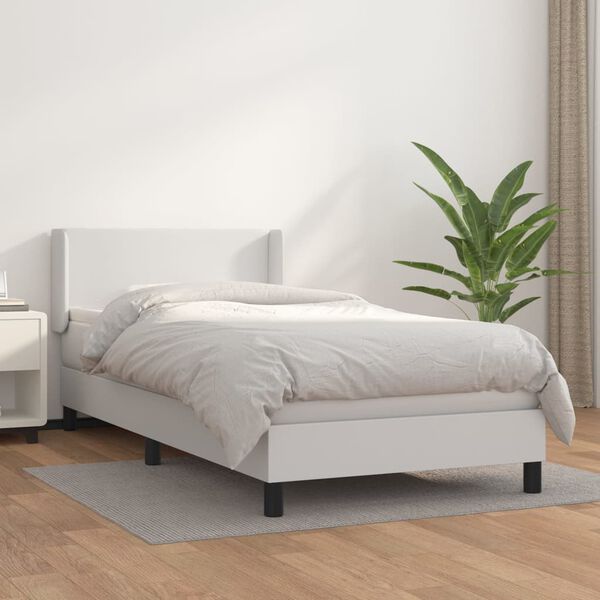 vidaXL Sommier à lattes de lit avec matelas Blanc 80x200 cm Similicuir