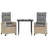 vidaXL Ensemble &agrave; manger de jardin et coussins 3 pcs m&eacute;lange beige