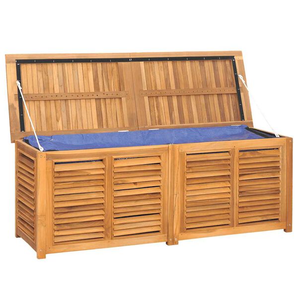 vidaXL Bo&icirc;te de rangement jardin et sac 150x50x55 cm bois massif teck