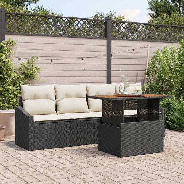 vidaXL Ensemble de canapé de jardin 5 pcs Noir Poly rotin