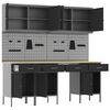 vidaXL Placard de travail 10 pcs Noir Bois d'ing&eacute;nierie et acier