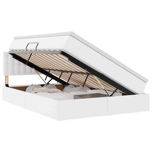 vidaXL Lit avec rangement et matelas Blanc pur 140 x 190 cm
