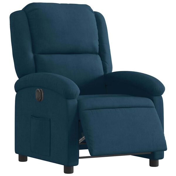 vidaXL Fauteuil inclinable &eacute;lectrique bleu velours