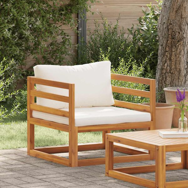 vidaXL Chaise de jardin avec coussins cr&egrave;me Bois d'acacia massif
