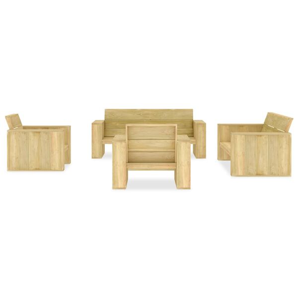 vidaXL Salon de jardin 5 pcs Bois de pin impr&eacute;gn&eacute;