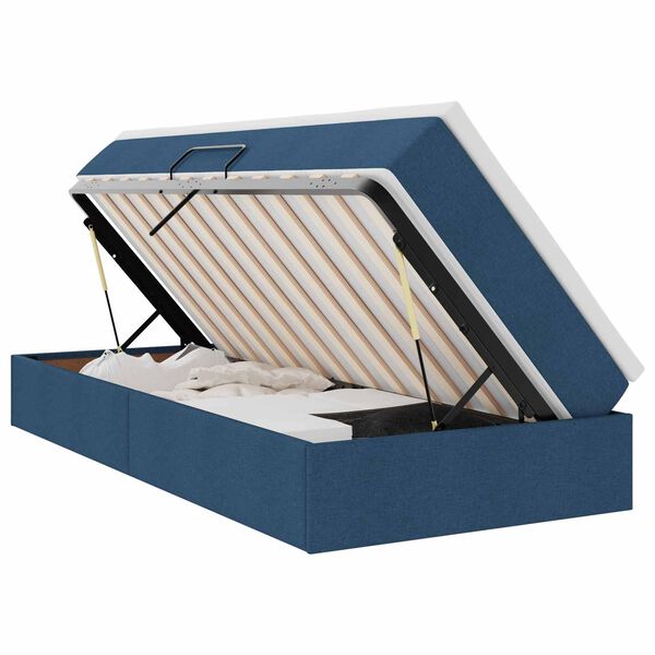 vidaXL Lit avec rangement et matelas Bleu 100 x 200 cm Polyester