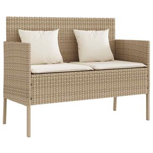 vidaXL Banc de jardin avec coussins beige r&eacute;sine tress&eacute;e