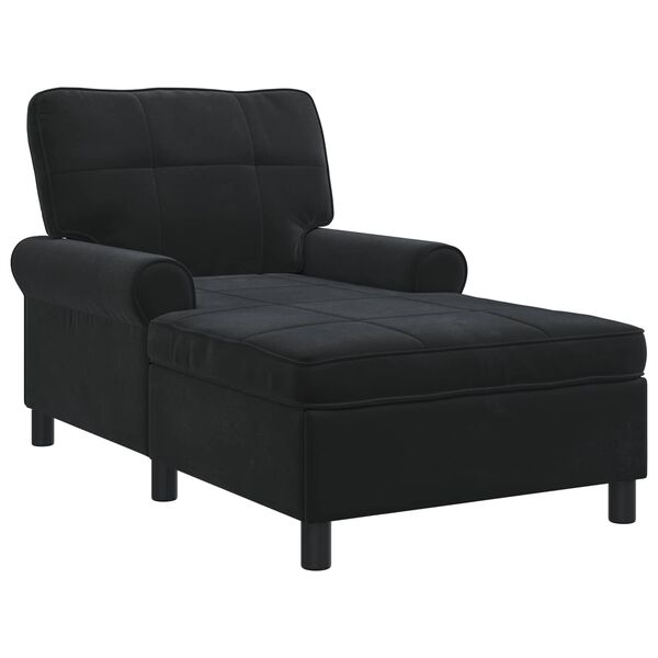 vidaXL Chaise longue avec coussin Noir 91 x 157 x 91 cm Velours