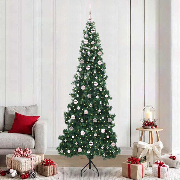 vidaXL Arbre de No&euml;l artificiel d'angle Vert 240 cm PVC et m&eacute;tal