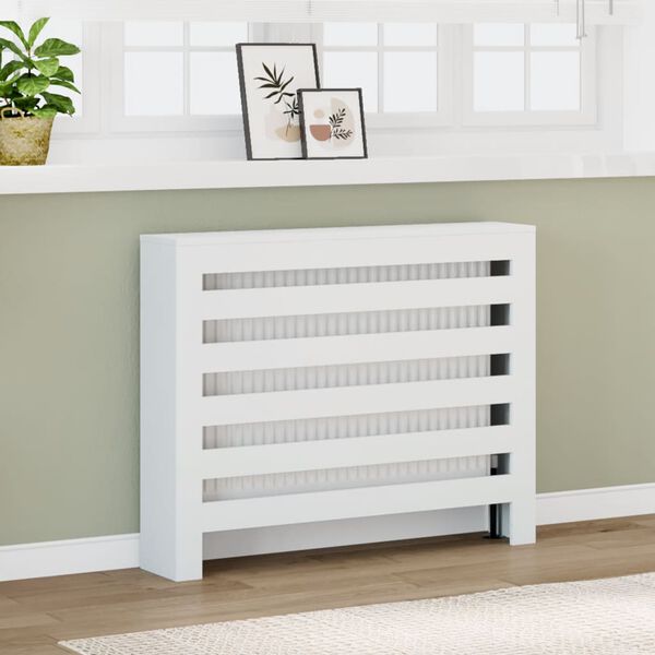 vidaXL Cache-radiateur blanc 104x20x82 cm bois d'ing&eacute;nierie