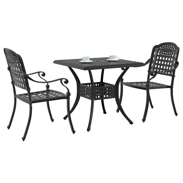 vidaXL Ensemble de tables de jardin 3 pcs Noir Aluminium coul&eacute;