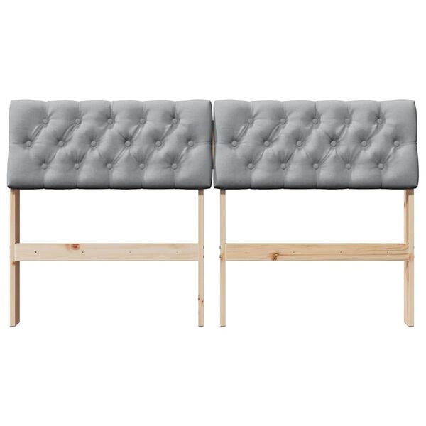 vidaXL T&ecirc;te de lit capitonn&eacute;e Gris clair 140 cm Pin massif