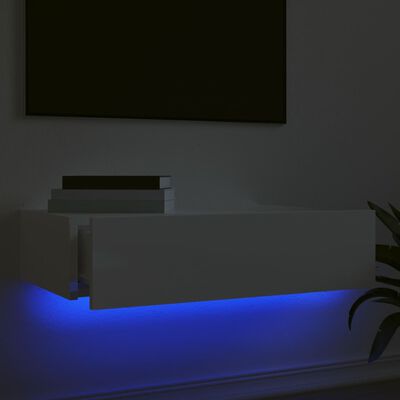 vidaXL Meuble TV avec éclairage LED blanc brillant 60x35x15,5 cm