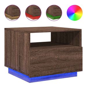 vidaXL Table basse avec lumi&egrave;res LED ch&ecirc;ne marron 50x49x40 cm