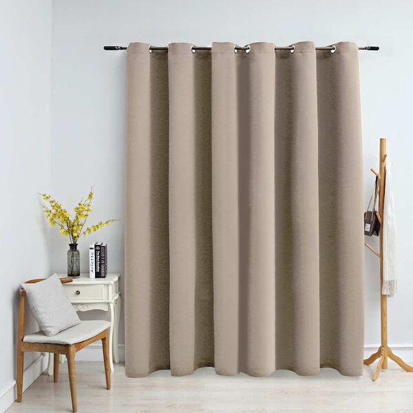 vidaXL Rideau occultant avec anneaux en m&eacute;tal Beige 290x245 cm