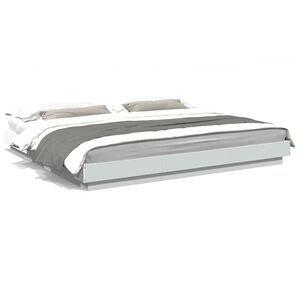 vidaXL Cadre de lit avec lumi&egrave;res LED sans matelas blanc 200x200 cm