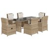 vidaXL Ensemble &agrave; manger de jardin et coussins 7 pcs beige poly rotin