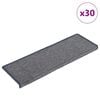 vidaXL Tapis d'escalier 30 pi&egrave;ces 65 x 21 x 4 cm Gris clair et bleu Bord rectangulaire