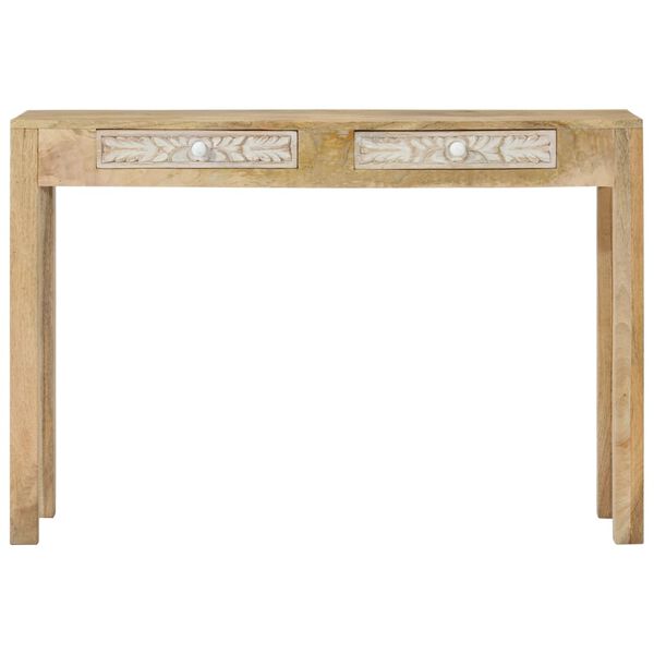 vidaXL Table console 110x30x75 cm bois de manguier massif blanchi