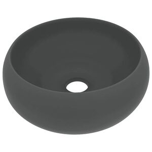 vidaXL Lavabo rond de luxe Gris fonc&eacute; mat 40x15 cm C&eacute;ramique