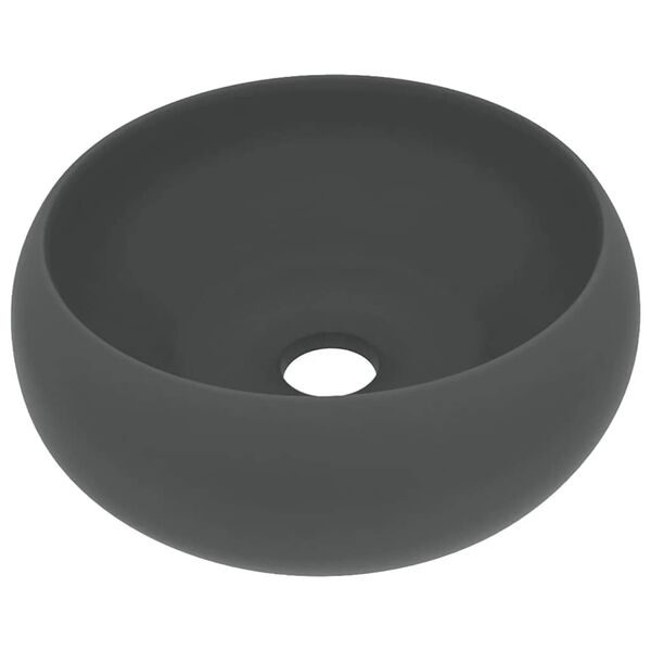 vidaXL Lavabo rond de luxe Gris fonc&eacute; mat 40x15 cm C&eacute;ramique