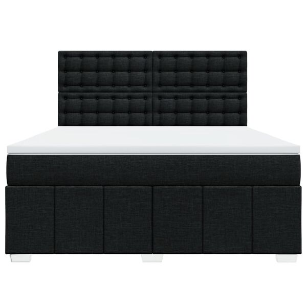 vidaXL Sommier &agrave; lattes de lit avec matelas Noir 180x200 cm Tissu