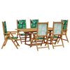 vidaXL Ensemble &agrave; manger de jardin 7 pcs motif de feuilles tissu bois