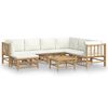 vidaXL Salon de jardin 8 pcs avec coussins blanc cr&egrave;me bambou