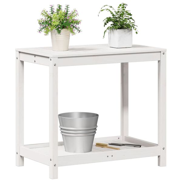 vidaXL Table de rempotage avec &eacute;tag&egrave;re blanc 82,5x50x75 cm massif pin