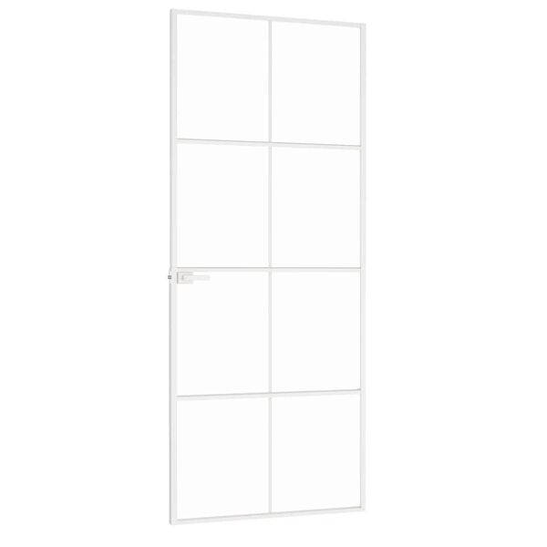 vidaXL Porte d'int&eacute;rieur Blanc 83x201,5 cm Tremp&eacute; verre aluminium fin
