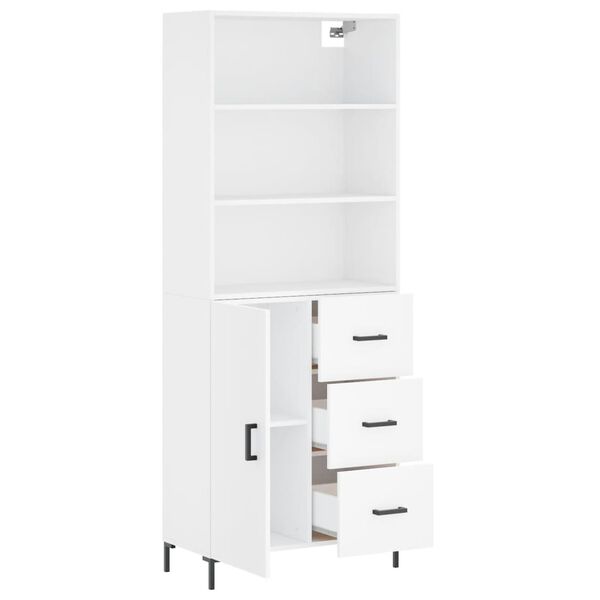 vidaXL Buffet haut Blanc 69,5x34x180 cm Bois d'ing&eacute;nierie