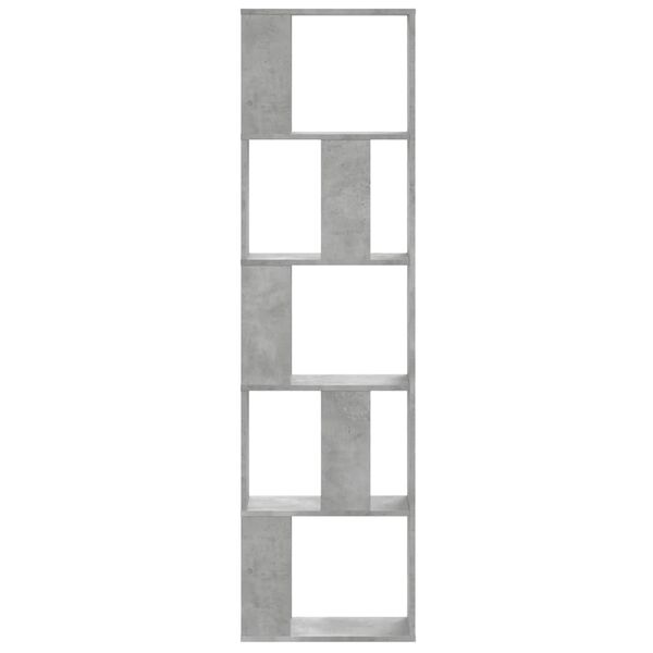 vidaXL Biblioth&egrave;que 5 niveaux gris b&eacute;ton bois d'ing&eacute;nierie