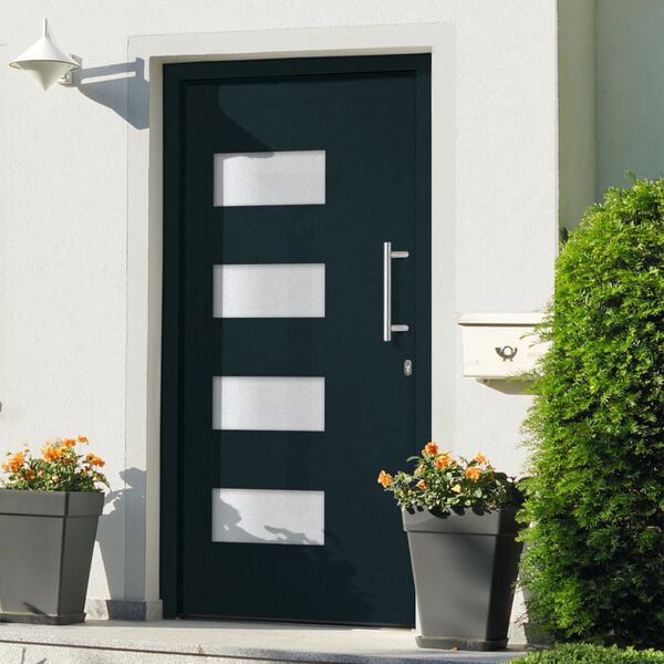 vidaXL Porte d'entr&eacute;e Aluminium et PVC Anthracite 100x210 cm