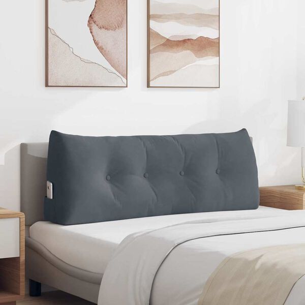 vidaXL Coussin de Dos Gris fonc&eacute; 120 x 24 x 50 cm Velours